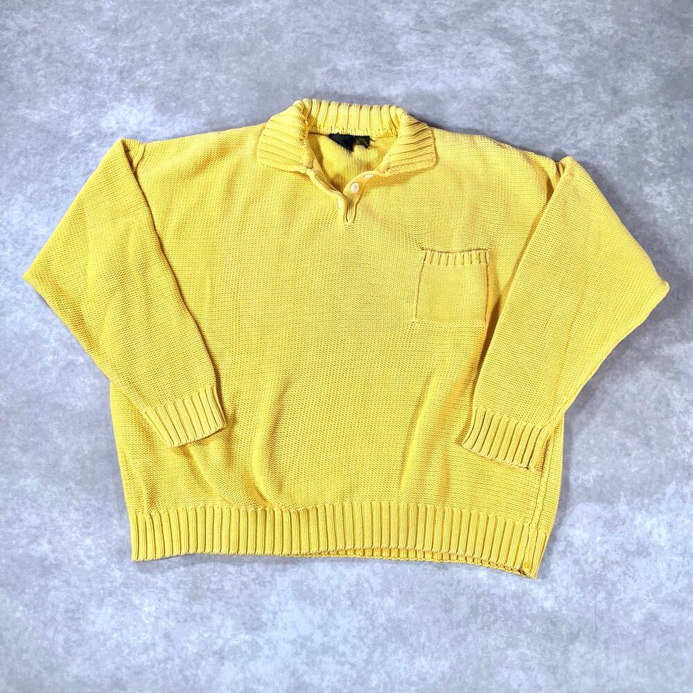 90’s Women’s Liz Sport Yellow Boxy Cozy Knit Sweater